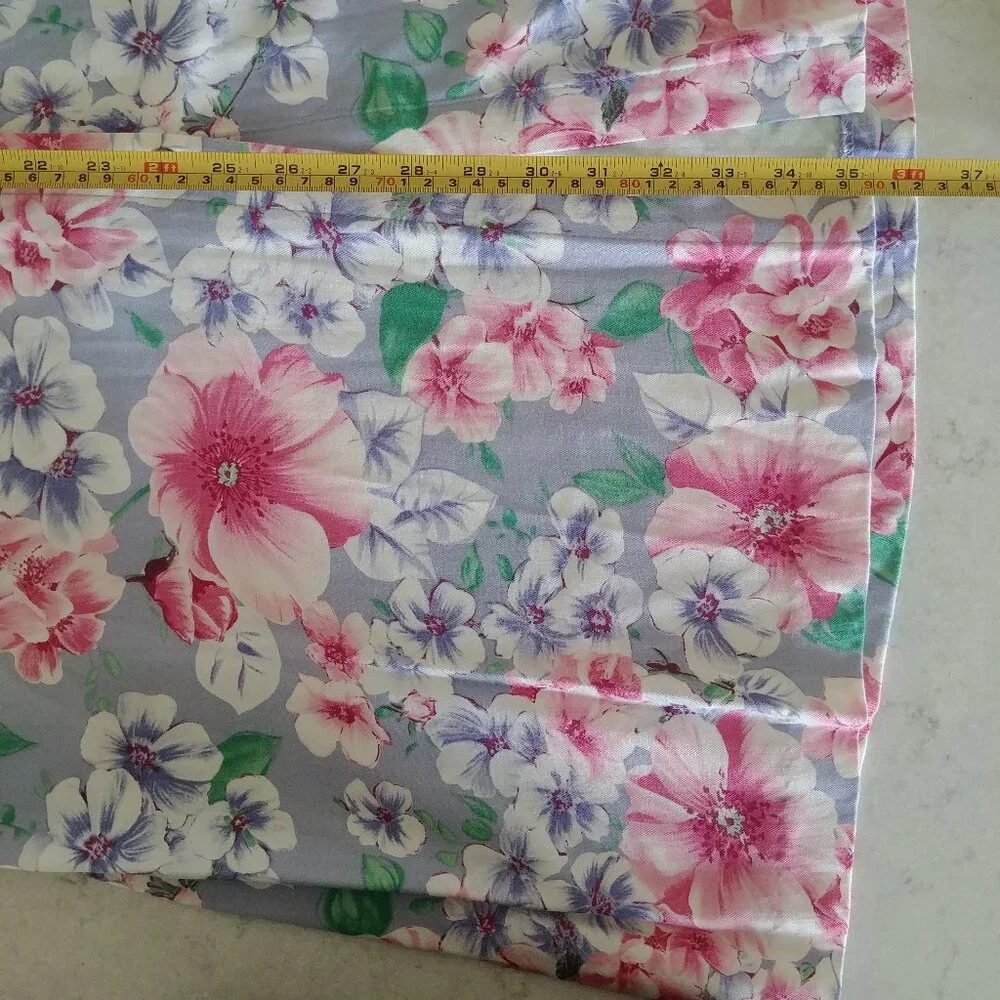 Vintage long button down midi maxi skirt purple pink and green floral Medium - Picture 9 of 14